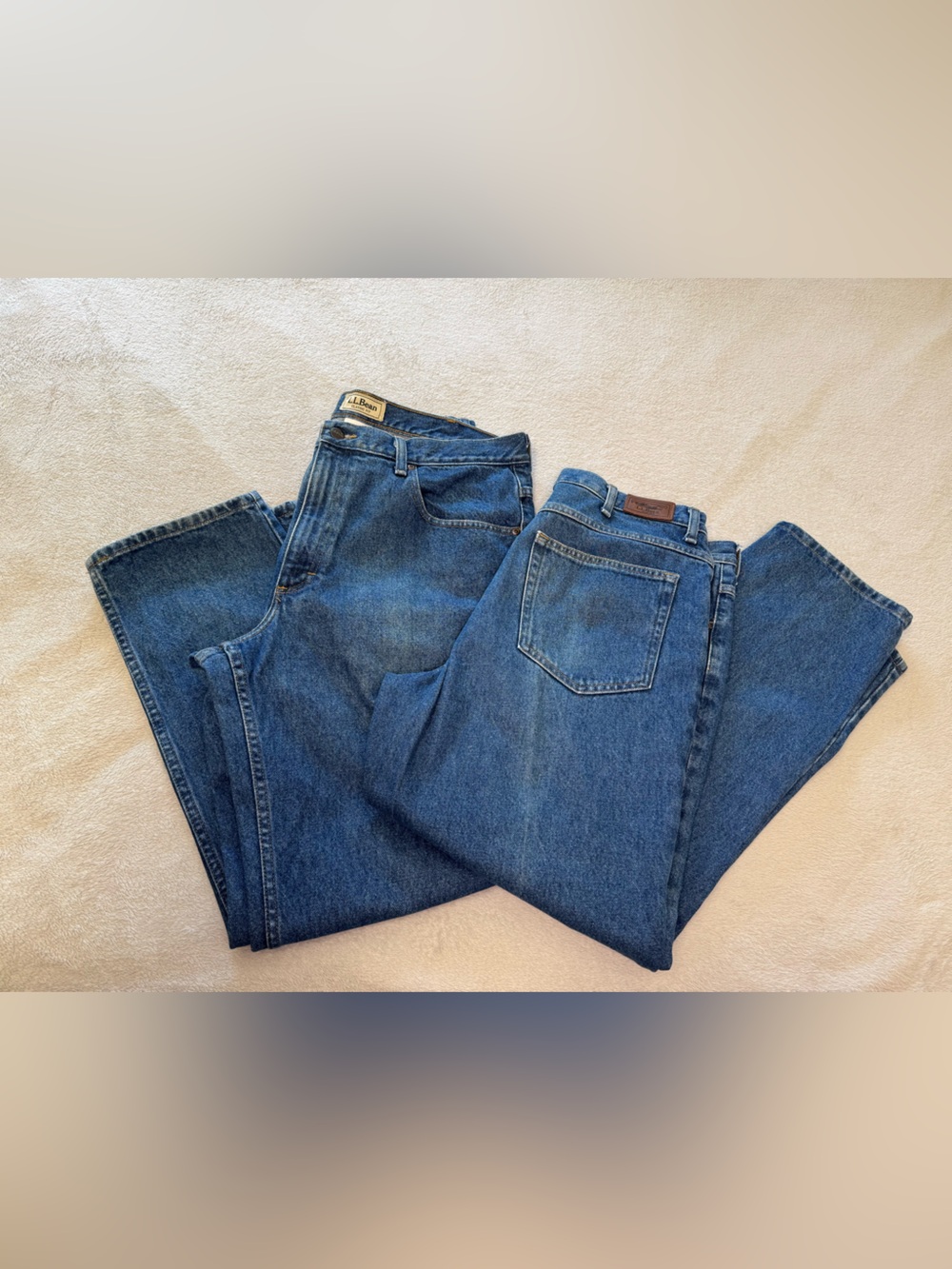 🔥VTG L.L Bean Jeans Size 37x30 Classic Fit Denim Medium Wash Cropped